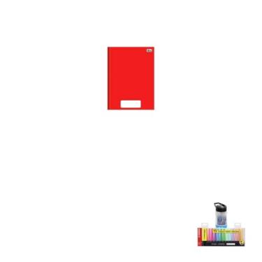 Imagem de Kit Caderno Brochura Capa Dura PEPPER Vermelho 80 Folhas + Caneta Esferográfica Spiro + Marca Texto Boss 15 Cores