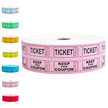 Imagem de Raffle Tickets Roll - 2000 Tickets Double Roll para arrecadação de fundos, carnavais, eventos - Design de topo durável, fácil de rasgar e organizar (rosa)
