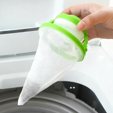 Imagem de Coletor de fiapos para máquina de lavar, reutilizável, coletor de pelos de animais de estimação, saco de filtro flutuante verde