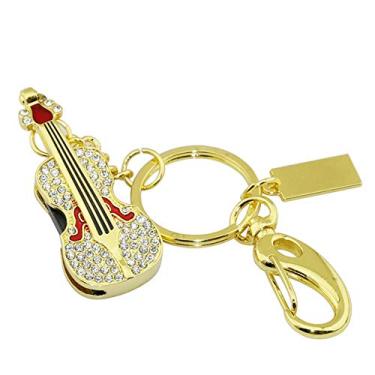 Imagem de Pen Drive USB em forma de guitarra de 64 GB unidades USB pen drive pen drive USB 2.0 disco pen drive drive drive data armazenamento flash disco zip drive pen drive stick (dourado)
