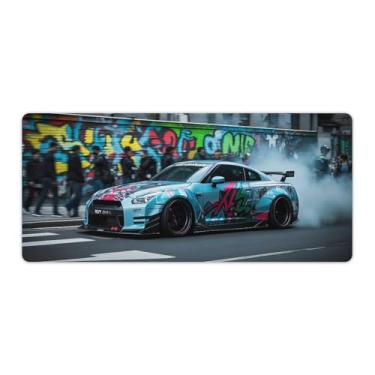 Imagem de HouLaiZhe Graffiti JDM Sports Car R35 Speed Gaming Mouse Pads JDM Car Desk Pads Grandes Mousepads para Teclado Desktop Mat40x90cm