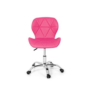 Imagem de Cadeira Escritório Slim Vegas Base Giratória Estofada Rosa