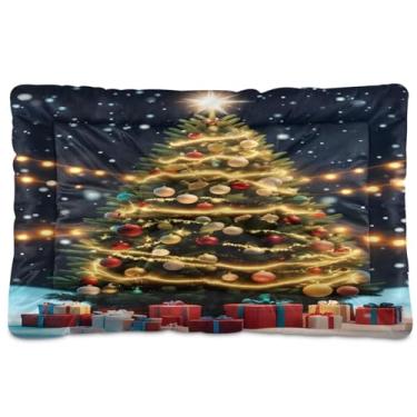 Imagem de Wassud Tapete lavável para cães com árvore de Natal mágica para cães e gatos, almofada de cama de viagem antiderrapante, almofada de canil para ambientes internos e externos, 91 x 61 cm