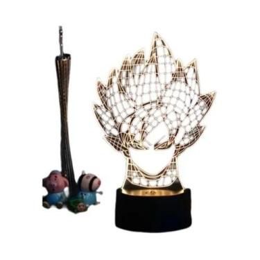 Imagem de Luminária LED Super Saiyan Goku Com Suporte De Acrílico, Decoração De 