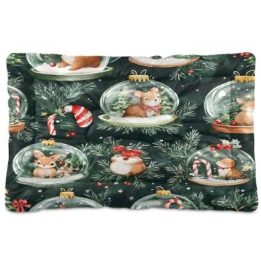 Imagem de Wassud Aquarela Snowglobe Caixote de Cachorro Almofada Lavável para Cães e Gatos, Almofada de Cama Antiderrapante para Viagem Interior e Exterior, 45 x 61 cm