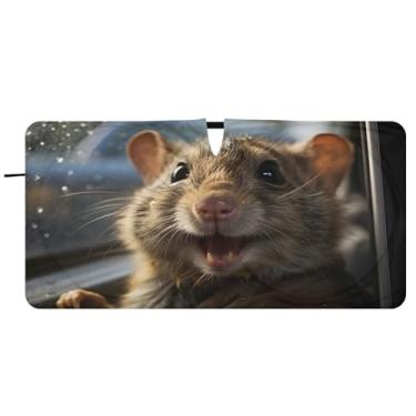 Imagem de CEBUGI Para-brisa de carro dobrável sombra de sol pequeno rato no carro persianas de janela de carro guarda-chuva para-brisa frontal para-sol para acessórios de carro legal bloqueador solar refletivo