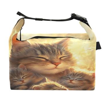 Imagem de STAYTOP Lancheira familiar de gatos sob o sol com fivela de alça, lancheira isolada para meninos e meninas, lancheira térmica para trabalho escolar