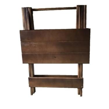 Imagem de Mesa Mesinha Bar Dobrável Compacta em Madeira de Pinus - Para Casas, Apartamentos, Bares, Areas Gourmet ou Lazer(COR IMBUIA (COM PINTURA))