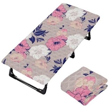 Imagem de Burbuja Lençol de berço de flores vintage para crianças, lençol de cochilo acolchoado portátil com faixa elástica para meninas e meninos, lavável na máquina, 63,5 x 127 cm