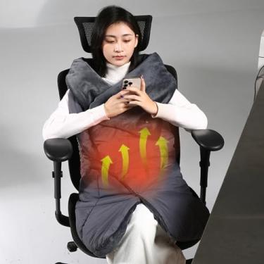 Imagem de Cobertor aquecido elétrico (54,3 x 48 polegadas), aquecedor de corpo aquecido por USB, cobertor de aquecimento quente, aquecimento de conexão de banco de potência- Gray