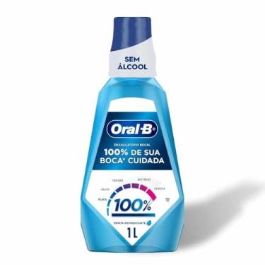 Imagem de Oral-B Enxaguante Bucal, 100%, Sem Álcool, Sabor de Menta, 1 L
