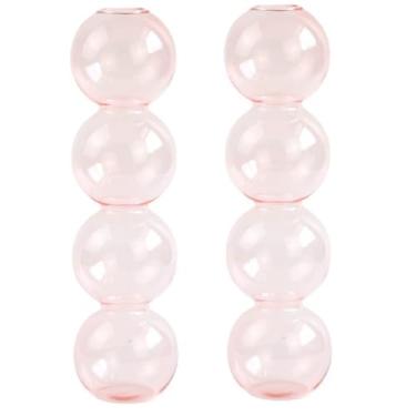 Imagem de Pacote com 2 lindos vasos de bolhas para flores, vidro, moderno, bolha, transparente, para decoração de casa, vaso de flor único redondo decorativo para mesa (rosa, 4 bolas de 23 cm)