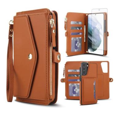 Imagem de Asuwish Capa de telefone para Samsung Galaxy S21 5G 15.7 cm capa carteira compatível com Magsafe RFID protetor de tela alça transversal alça flip porta-cartão slot zíper bolsa celular S 21 21S G5