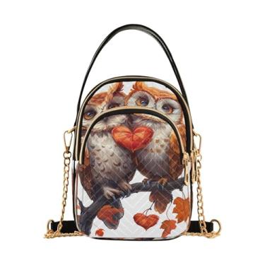 Imagem de Joisal Bolsa tiracolo antifurto com folha de bordo de coruja, bolsas femininas modernas pequenas, Folha de bordo de coruja, 15*21*8cm