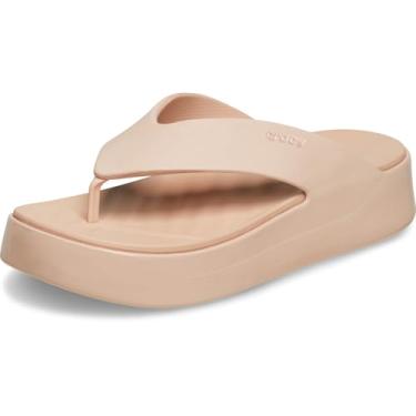 Imagem de Crocs Chinelo feminino Getaway plataforma, sandálias de cunha femininas, Caramelo rosa, 37