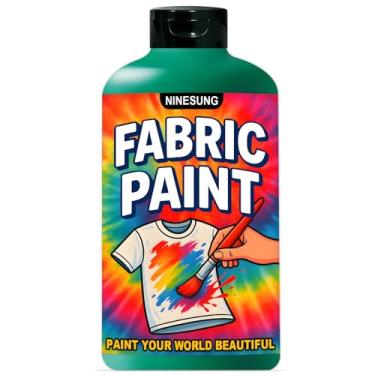 Imagem de ninesung Tinta de tecido verde para roupas, tamanho jumbo de 1000 ml - Tinta têxtil acrílica não tóxica para camisetas, sapatos, jeans, bolsas, projetos de bricolage e arte - vibrante e resistente à