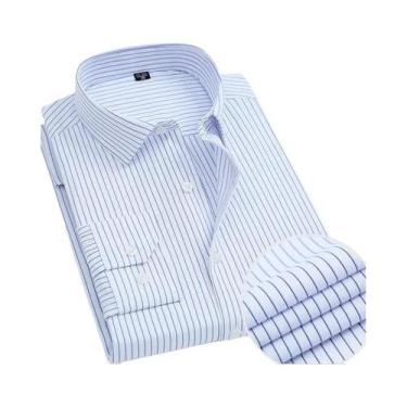 Imagem de Camisa Masculina Slim Fit Listrada De Manga Longa, Não Amassa, Antirru