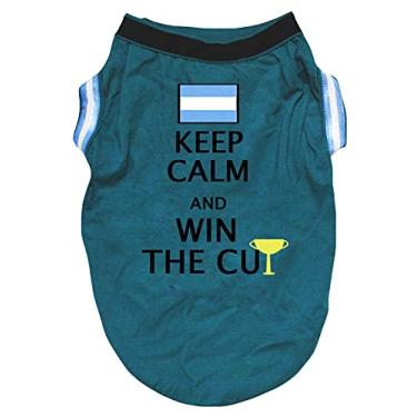 Imagem de Petitebella Camiseta Argentina Keep Calm and Win The Cup para cachorro (verde/bandeira, média)