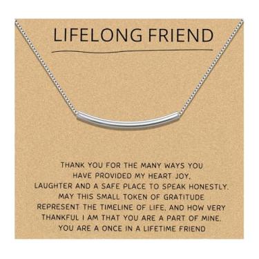 Imagem de Colar de amizade eterna, presente de amizade atemporal para mulheres, presente de melhor amiga, colar de lembrança sincera para ela, joia de amizade de longa distância para irmãs ou amigas