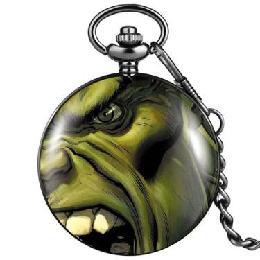 Imagem de Relógio de bolso Green Hulks Retro para crianças com corrente - yiweis