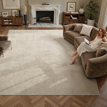 Imagem de Valenrug Tapetes laváveis 20 x 25 – Resistente a manchas, 20 x 25 cm, tapetes texturizados antiderrapantes para quarto, tapete lavável na máquina (20 x 25 cm, bege)