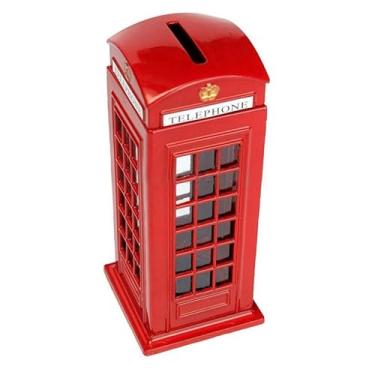 Imagem de Cofrinho Cofrinho Cofrinho de metal vermelho britânico inglês Londres cabine telefônica cofre cofrinho vermelho caixa de cabine telefônica decoração de casa