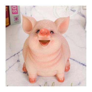 Imagem de Cofrinho de resina artesanato moeda presente em forma de porco brinquedo crianças presente aniversário moedas caixa de armazenamento banco de dinheiro crianças decoração de casa (grande)