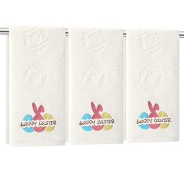 Imagem de Gilprop 2 peças de toalhas de mão de Páscoa para banheiro ovos toalhas de banho de Páscoa bege 100% algodão jacquard bordado conjunto de presente decorativo decoração de cozinha acessórios para casa