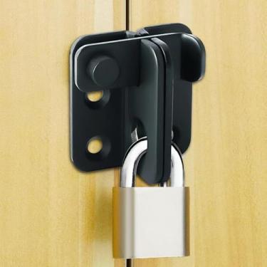 Imagem de 1 conjunto de cadeado trava de segurança para porta de segurança trava de trava de aço inoxidável com parafusos para armário de celeiro de cerca (preto)