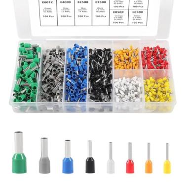 Imagem de Kit de terminais de virolas de fio sortidos 800 peças AWG 22-10 conectores de crimpagem de cobre isolados para sistemas elétricos, industriais e de controle de energia