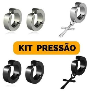 Imagem de Brincos Masculinos Pressão Argolas - Kit 4 Modelos-Unissex