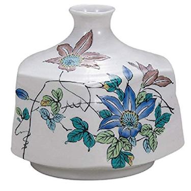 Imagem de Vaso de cerâmica tradicional japonês Kutani pequeno para mesa com flores japonês Ikebana Clematis com caixa de papel