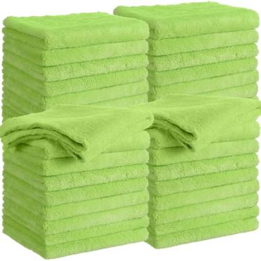 Imagem de Shimeyao 30 peças de toalhas de pelúcia de microfibra sem bordas de 40,6 x 40,6 cm para carros, detalhes, secagem, lavagem, polimento, panos de limpeza absorventes, 500 g/m² (40 x 40 cm, verde, 30