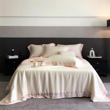 Imagem de Conjunto de cama em fibra super macia, sedosa e com toque fresco, incluindo capa de edredom, lençol de baixo, lençol de baixo com elástico e fronhas, cor 9. Lençol de baixo com elástico de 1,5 m.