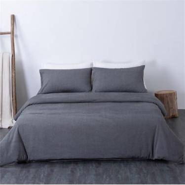 Imagem de Conjunto de cama de algodão puro em cor sólida, capa de edredom macia e respirável, ideal para a pele, 13 x 1,8 m, conjunto de 4 peças B