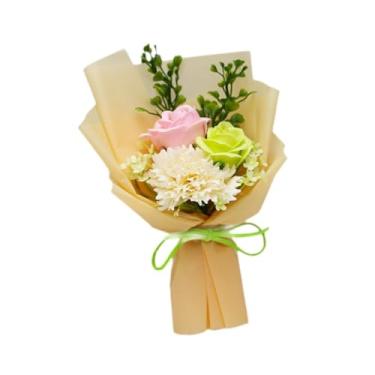 Imagem de Baoblaze Flores artificiais em sabonete, decoração floral para festas, buquês decorativos de flores de sabonete para o Dia de ação de Graças, Dia dos, Amarelo