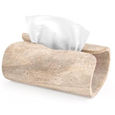 Imagem de SPESHSTONES Suporte de caixa de papel de mármore retangular de 19 cm feito à mão para banheiro moderno e decoração de casa - Porta-caixas decorativas de lenços faciais para quarto e sala de estar