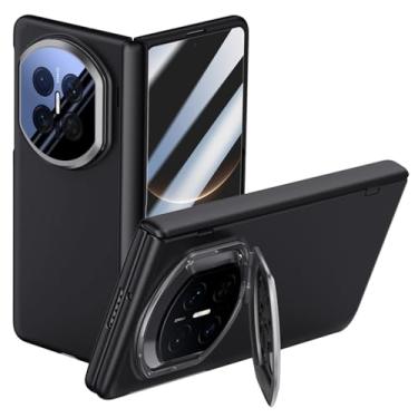 Imagem de LYJSMGZ Capa à prova de choque para Huawei Mate X7, capa protetora de lente de proteção de privacidade integrada com membrana concha capa ultrafina com dobradiça magnética, preta, Mate X7
