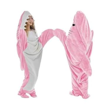 Imagem de Cobertor De Tubarão Adulto Com Capuz, Saco De Dormir De Flanela Quente