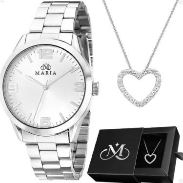 Imagem de Kit Relógio Feminino Digital Dourado com Colar e Brincos Strass Pulsei