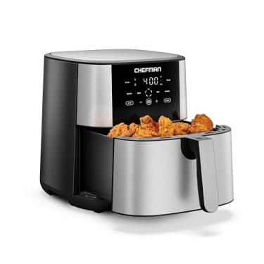 Imagem de Chefman Fritadeira TurboFry® Touch Air Fry®, tamanho GG de 8 litros, predefinições de controle digital de um toque, batatas fritas, frango, carne, peixe, peças antiaderentes seguras para lava-louças