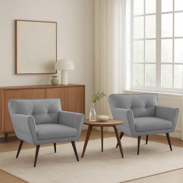 Imagem de Kit 02 Poltronas Anitta material sintético Pés Palito de Ferro D03 - D