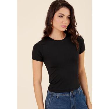 Imagem de Blusa Básica Em Poliamida Manga Curta - Pop Me, G