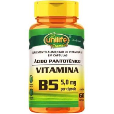 Imagem de Vitamina B5 Ácido Pantotênico 100% Pura 500mg 60 Capsulas Vegano Unili