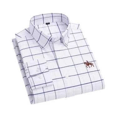 Imagem de Camisa Social Masculina De Algodão Oxford De Manga Longa Para Primaver
