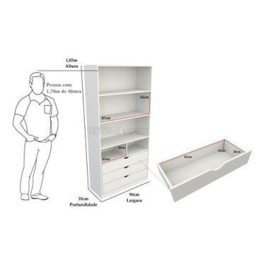 Imagem de Armário Misto Prateleira Gaveta M4 Mdp Closet Loja Expositor - VETORIA