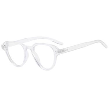 Imagem de HPIRME Óculos Mi Nail de armação pequena, estilo retrô oval, para fotos de rua (lentes transparentes).