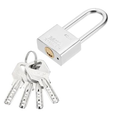 Imagem de PATIKIL Fechaduras resistentes de 40 mm, cadeado de alta segurança de liga de aço com 4 chaves para janela de porta de armazenamento de contêiner de transporte de armazém (H: 90 mm