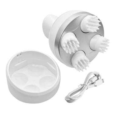 Imagem de Massageador Elétrico de Couro Cabeludo, Massageador Elétrico com Quatro Silicone Macio, Massageador de Cabeça Inteligente À Prova Dágua, Massager Portátil Couro Cabeludo, Vários Modos de Massagem