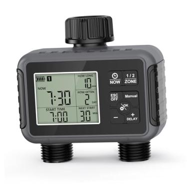 Imagem de FTVOGUE Temporizador de Irrigação Inteligente, Temporizador de Irrigação Com Saídas Duplas Com Atraso de Chuva e Display LED, para de por Gotejamento de Quintal de Jardim